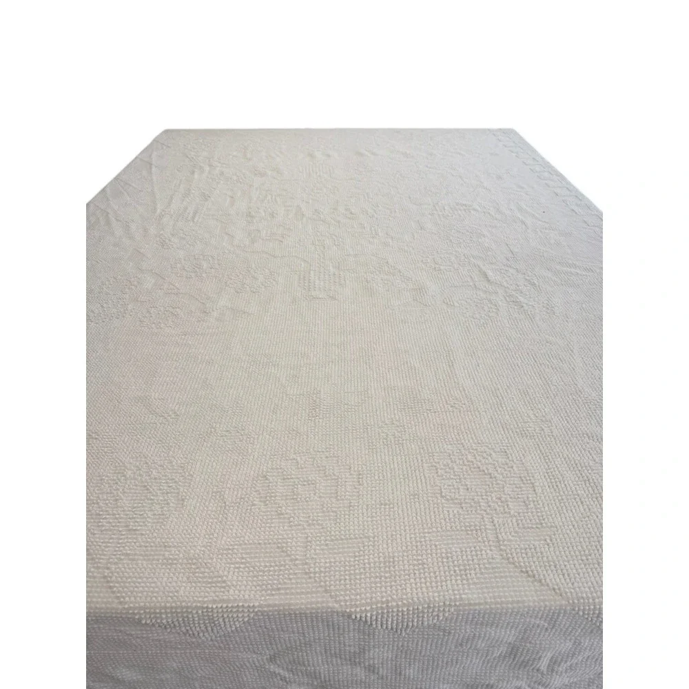 VTG!  Morgan Jones White Chenille Hobnail Floral‎ Bedspread Fringe Queen READ!!